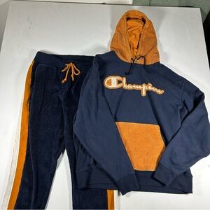 CHAMPION Corduroy Knit Jogger Set 2 Piece XL Hoodie Sweatshirt XXL Joggers